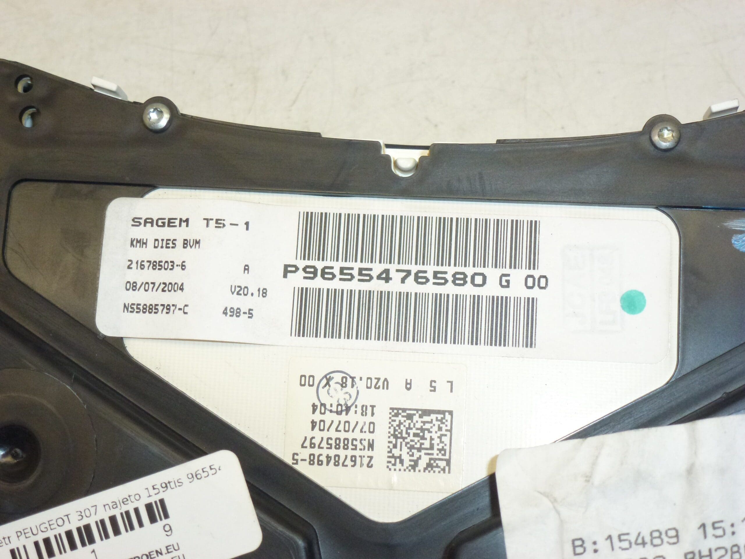 Speedometer Peugeot 307 186 tusind km 9655476580G00