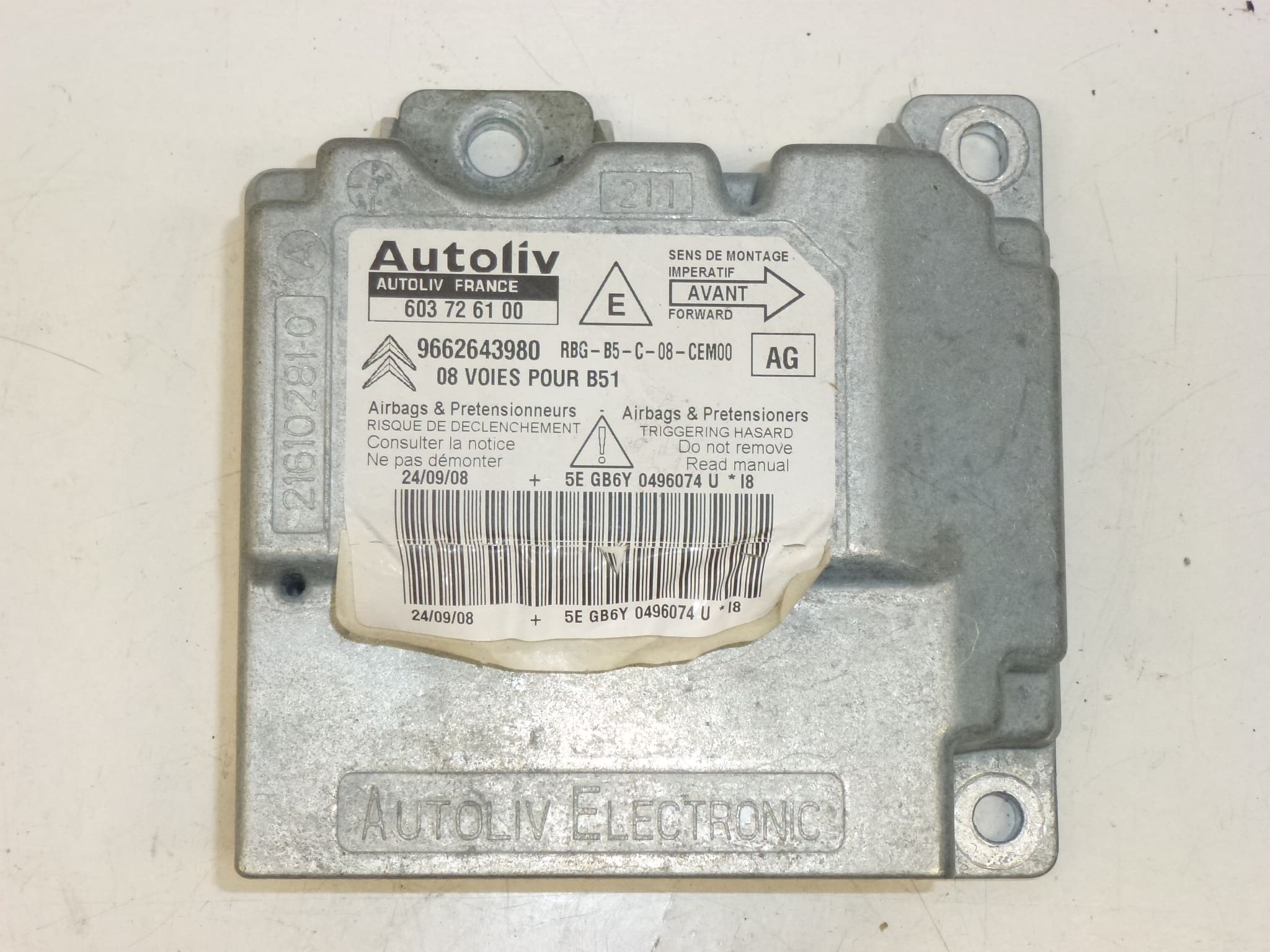 Citroën C4 airbag enhed 9662643980 603726100