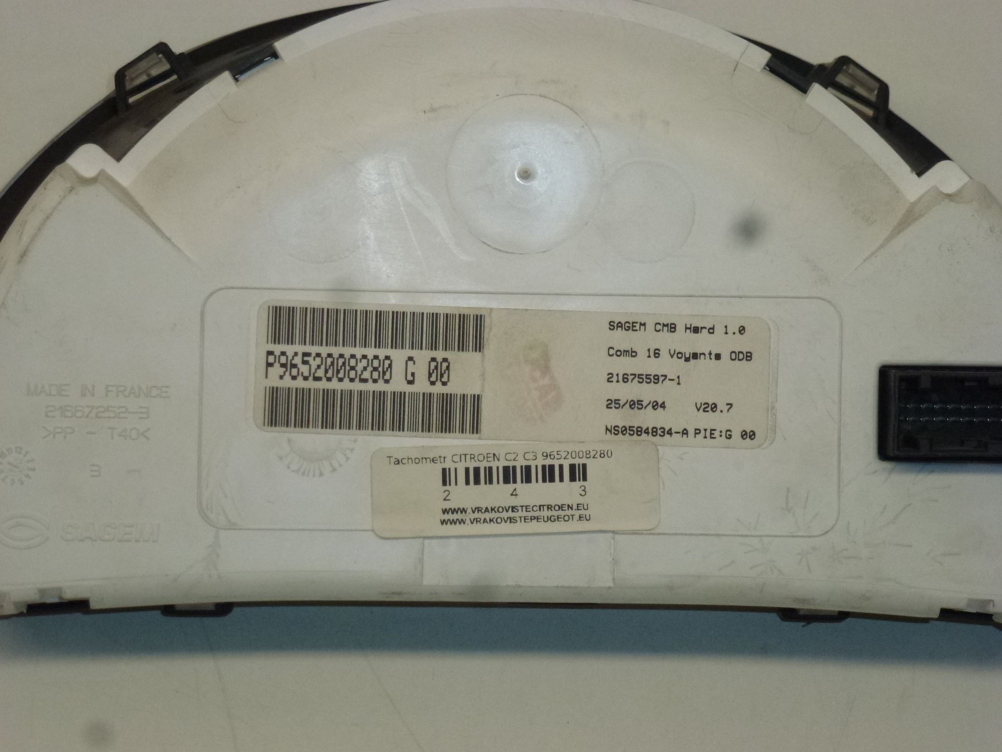 Speedometer Citroën C2 C3 kilometertal 166000 km 9652008280